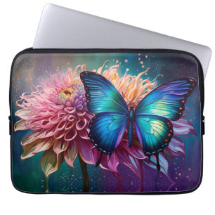 Blauer Schmetterling und der Dahlia Laptopschutzhülle