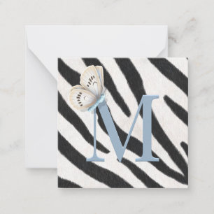 Blauer Schmetterling und Zebra Fur Bue Monogram ku Mitteilungskarte