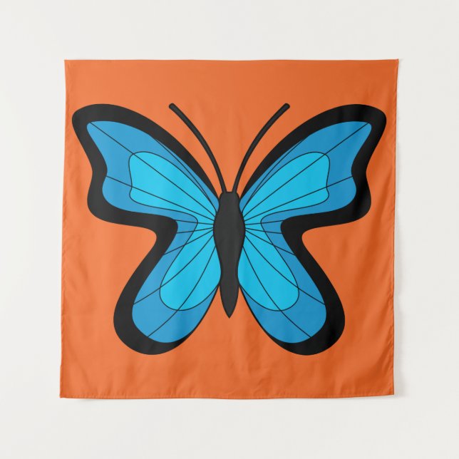 Blauer Schmetterling Wandteppich (Vorderseite)