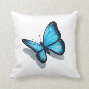 Blauer Schmetterling, zeichnender Farbbleistift, Kissen