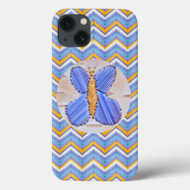 Blauer Schmetterling Zickzack iPhone 13 Hülle
