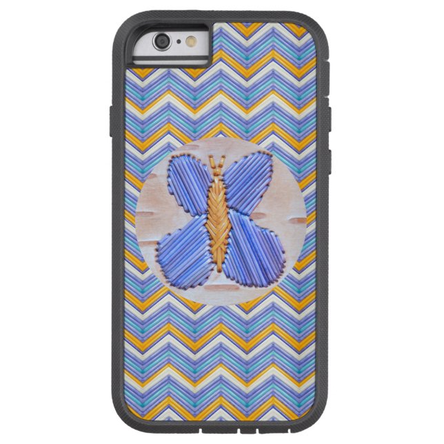 Blauer Schmetterling Zickzack Case-Mate iPhone Hülle (Rückseite)