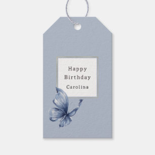 Blauer Schmetterlings-Geburtstag Geschenkanhänger