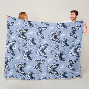 Blauer Schmetterlingsmuster-Fliesblanket Fleecedecke