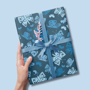 Blauer Schmetterlingsmuster Geschenkpapier