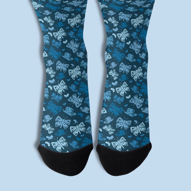Blauer Schmetterlingsmuster Socken (Blue butterfly pattern socks)