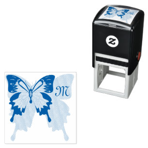 Blauer Schmetterlingsschattenschatten, Monogramm-G Permastempel