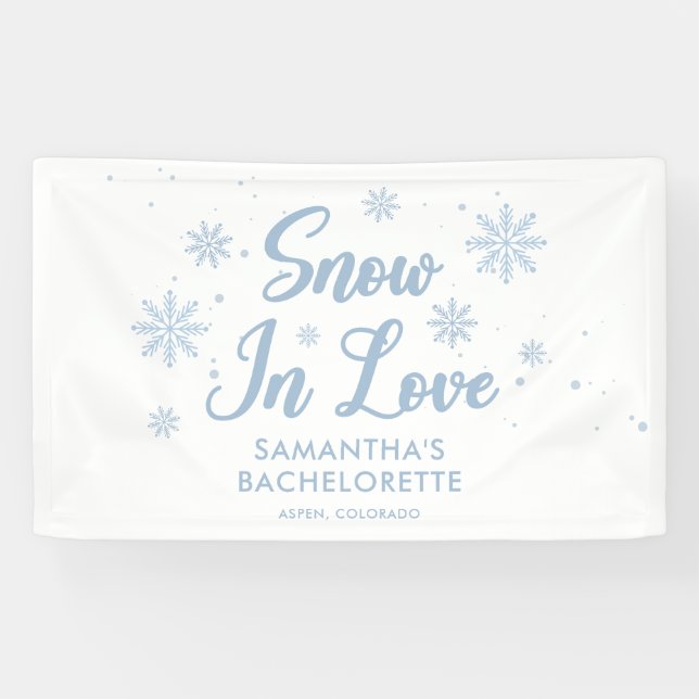 Blauer Schnee in Liebe Winterski Bachelorette Banner (Horizontal)