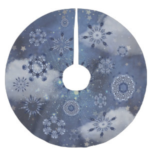 Blauer Schnee Polyester Weihnachtsbaumdecke