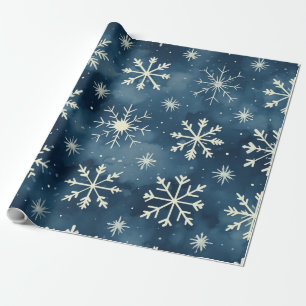 Blauer Schneefall Weihnachten Geschenkpapier