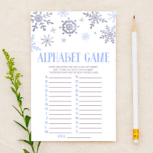 Blauer Schneeflocken-Alphabet-Baby-Shower-Spiel Briefpapier