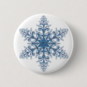 Blauer Schneeflocken Button