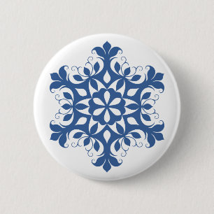 Blauer Schneeflocken Button