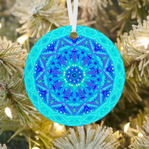 Blauer Schneeflocken Ornament Aus Metall