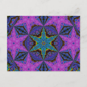 Blauer Schneeflocken Sternexplosion Kaleidoskopisc Postkarte
