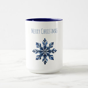Blauer Schneeflocken Weihnachten Tasse