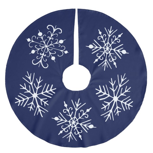 Blauer Schneeklocken-Weihnachtsbaum-Unterrock Polyester Weihnachtsbaumdecke (Vorderseite)