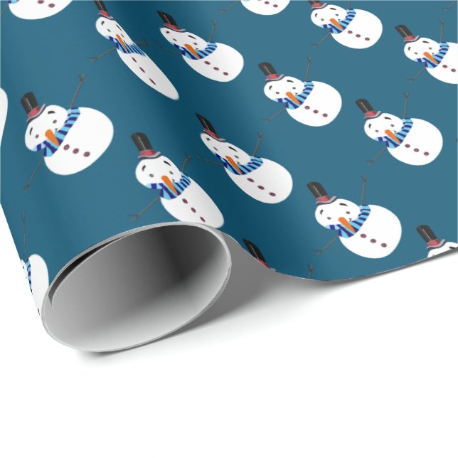 Blauer Schneemann, festlich Geschenkpapier (Rolleneckpunkt)