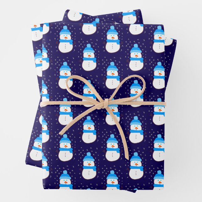 Blauer Schneemann in Flurry Geschenkpapier Set (Beispiel)