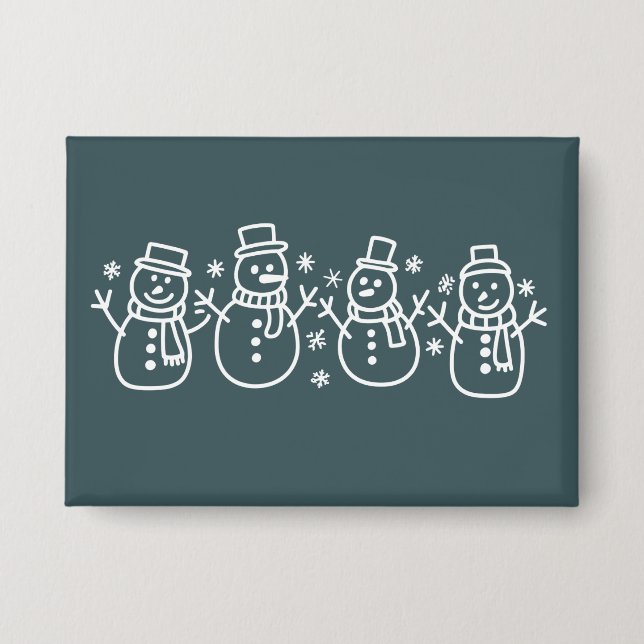 Blauer Schneemann Weihnachten Winter Fest Xmas Button (Vorderseite)