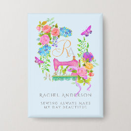 Blauer Schnitt der Ribbon Floral Button