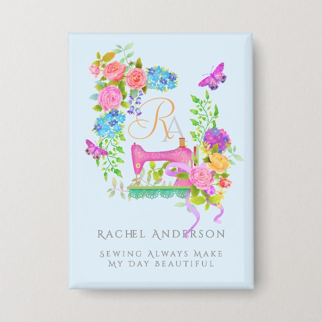 Blauer Schnitt der Ribbon Floral Button (Vorderseite)