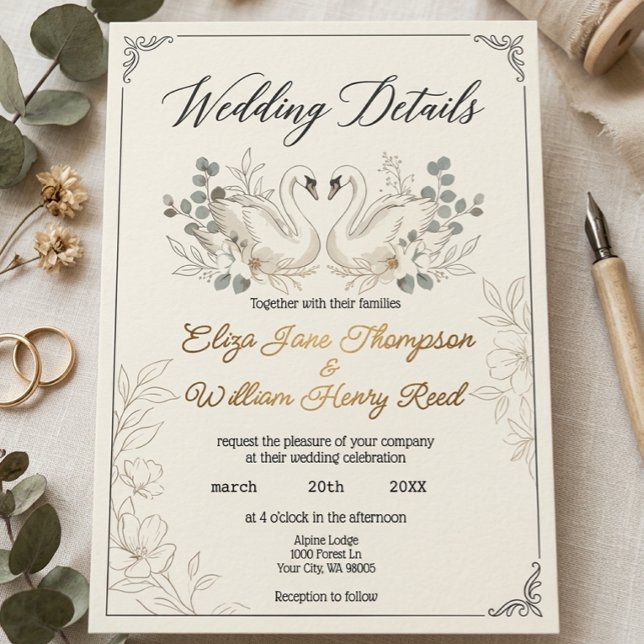 Blauer Schwan Hochzeitseinladung Einladung (Von Creator hochgeladen)
