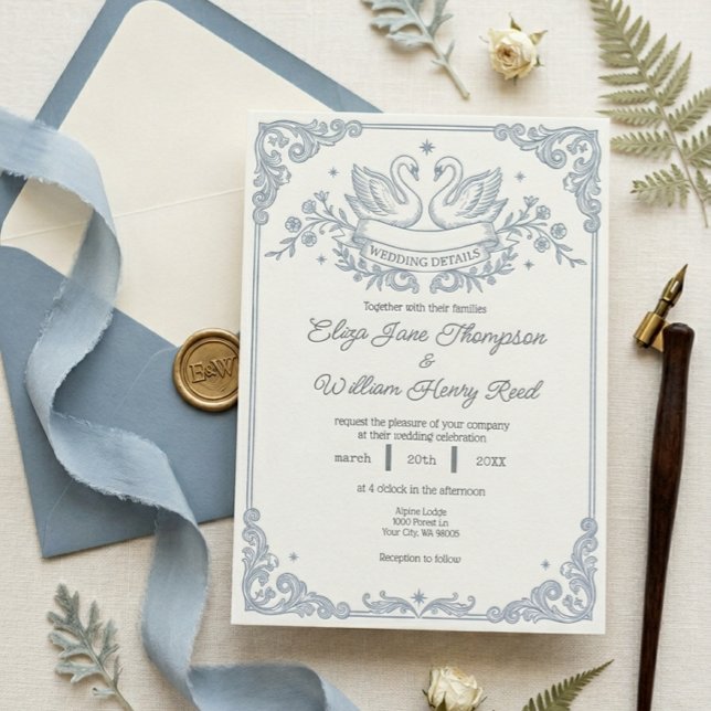 Blauer Schwan Hochzeitseinladung Einladung (Von Creator hochgeladen)