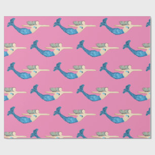 Blauer Schwanz Mermaid Schwimmbad Thunder_Cove Geschenkpapier