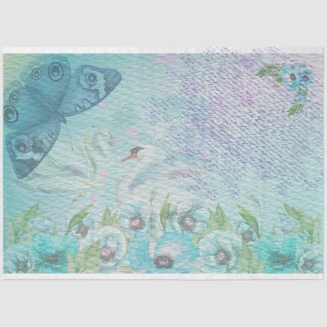 Blauer Schwanz und Schmetterling Seidenpapier (Vorderseite)