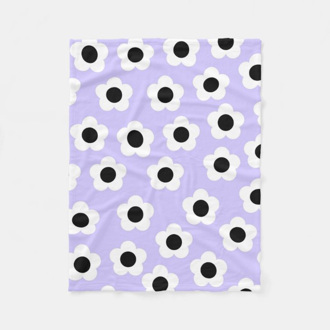 Blauer Schwarz-weißer tropischer botanischer Frühl Fleecedecke (Vorderseite)