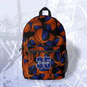 Blauer schwarzer Basketball-Teamname Bedruckter Rucksack