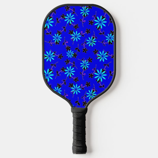 Blauer Schwarzer Blume Pink Pickleball Paddel Pickleball Schläger (Vorderseite)