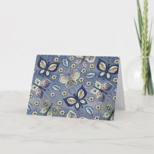 Blauer schwarzer Schmetterling-Muster - Blankokart Feiertagskarte