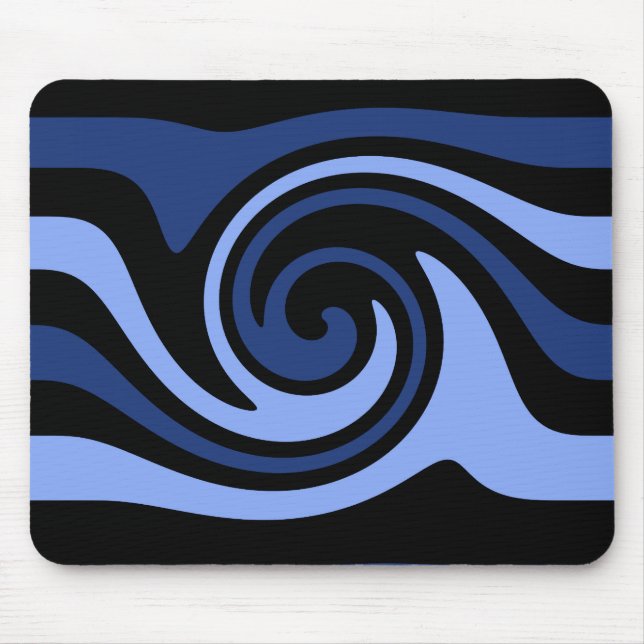 Blauer schwarzer Swirl Mousepad (Vorne)