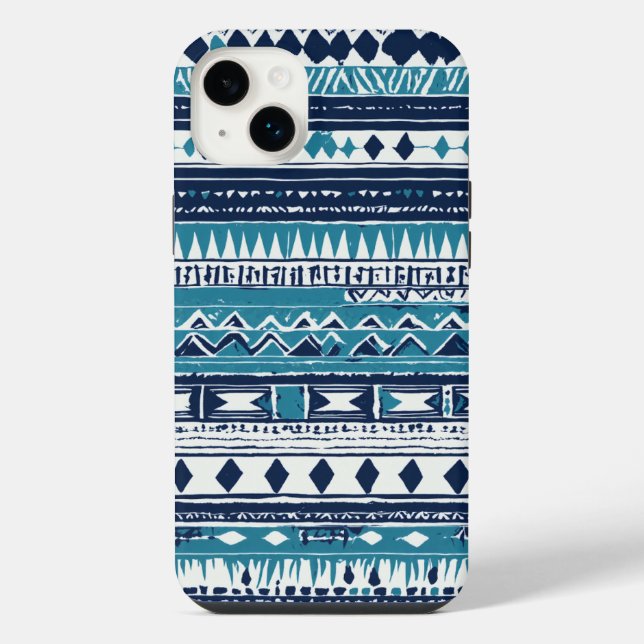 blauer schwarzer weißer Stamm iPhone Hülle (Rückseite)
