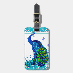 Blauer Schwengel und Pfauendesign Gepäckanhänger