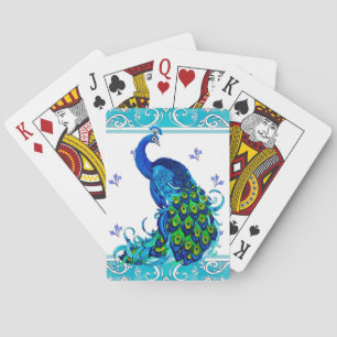 Blauer Schwengel und Pfauendesign Spielkarten