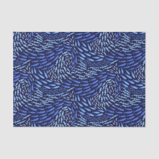 Blauer schwimmender Meeresfisch - Dunkel Seidenpapier