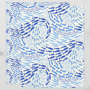 Blauer schwimmender Ozeanfisch - helles Scrapbook-