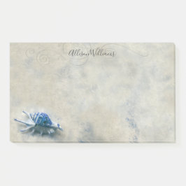Blauer Seashell-mit Monogramm Küstenname 10x6 Post-it Klebezettel