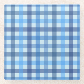 Blauer Sechsfarbiger Gingham-Muster Glasuntersetze Glasuntersetzer