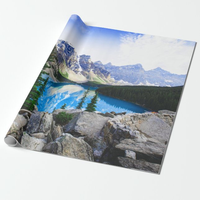 Blauer See Rocky Mountain Pinienwald Geschenkpapier (Ungerollt)