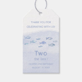 Blauer Seefisch niedlich illustriert Geschenkanhänger