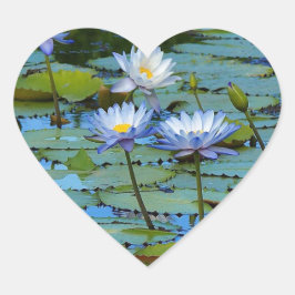 Blauer Seerosenlilie Herz-Aufkleber