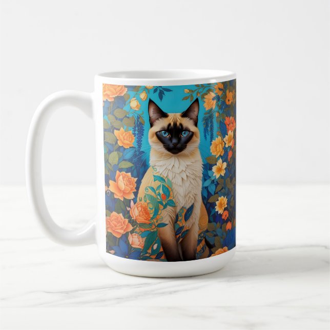 Blauer Siamese Katze Botanischer Garten Kaffeetasse (Links)
