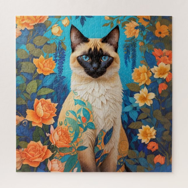 Blauer Siamese Katze Botanischer Garten Puzzle (Vertikal)