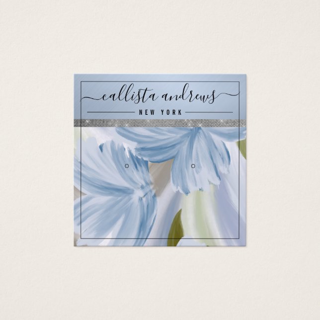 Blauer Silber Glitzer Ohrring Display Card (Vorderseite)