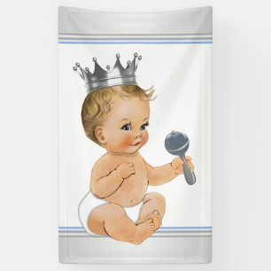 Blauer Silber Prinz Baby Shower Banner