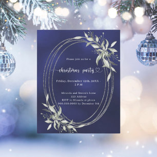 Blauer Silbergrün Weihnachten Party Einladung